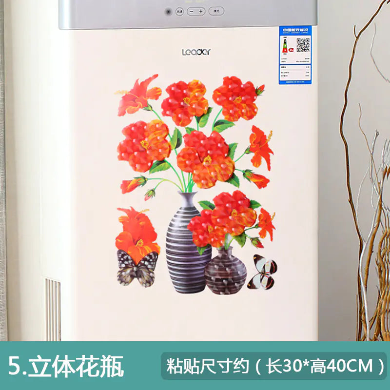 3D Faux Flower Vase Wall Decor for Bedroom