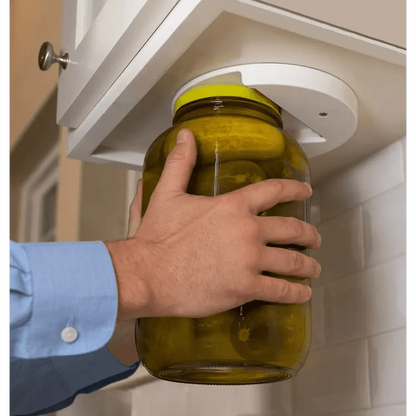 Quick Unique Design V-Shape Multi-function Lid Jar Opener Under Cabinet Professional Cans Fits Any Sizes Useful Kitchen Gadget