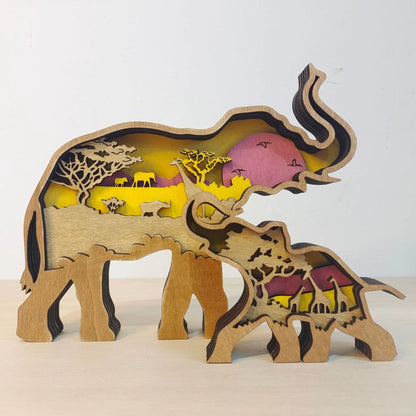 Wooden 3D Animal Carving Christmas Wall Decor