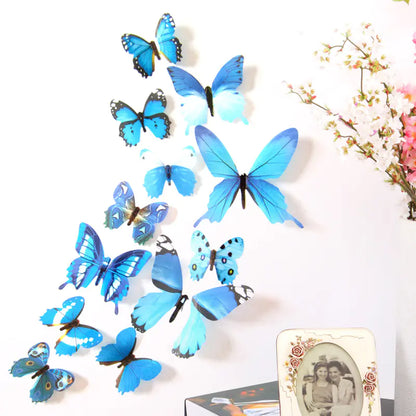 3D PVC Butterfly Wall Stickers - Set of 12 (Pink)