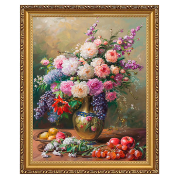 MIEVU Gold Vintage Framed Wall Art - Canvas Wall Art Prints for Living Room Decor Bedroom Home Bathroom 11x14in Floral Flower Frame Wall Decor (Floral 15)