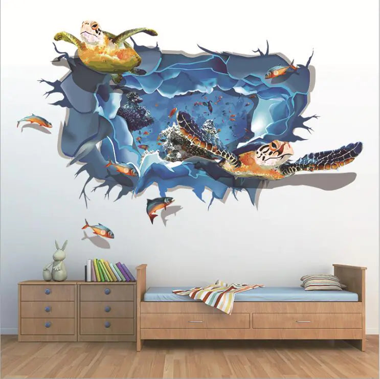 3D Turtle Theme Removable PVC Wall Stickers DLX0953