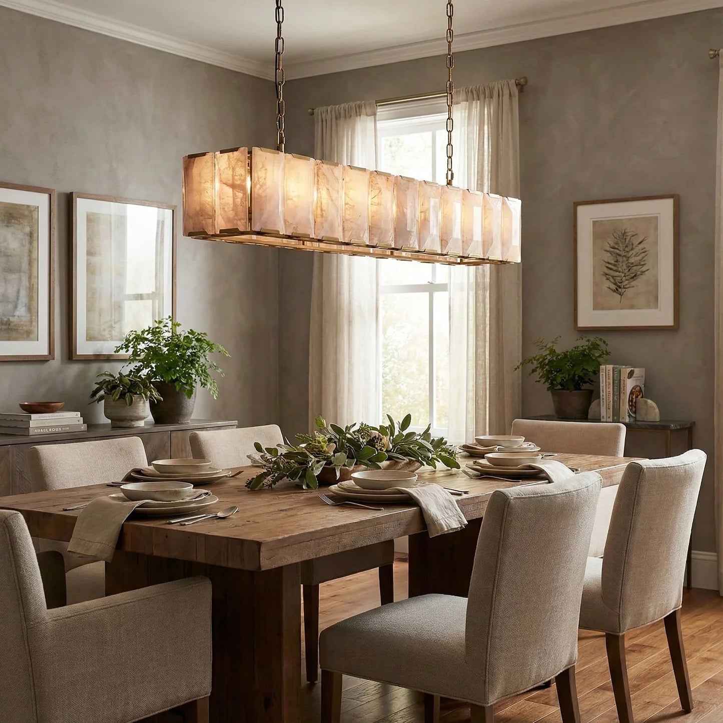 Circular Alabaster Calcite Chandelier
