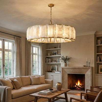Circular Alabaster Calcite Chandelier