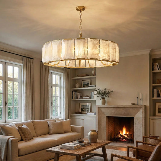 Circular Alabaster Calcite Chandelier