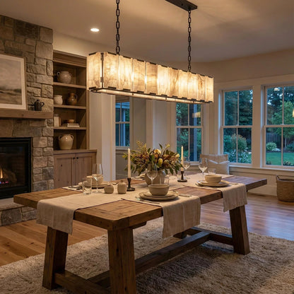 Circular Alabaster Calcite Chandelier