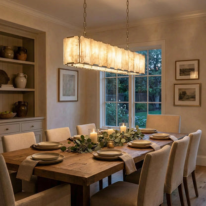 Circular Alabaster Calcite Chandelier