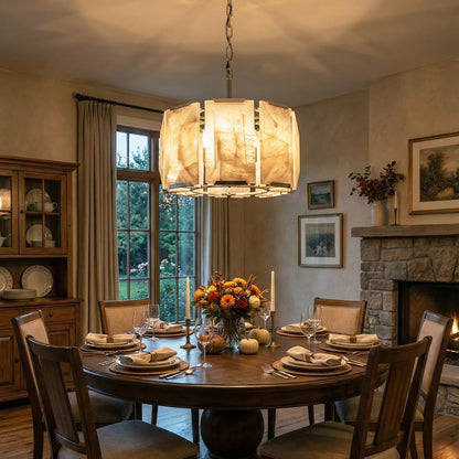 Circular Alabaster Calcite Chandelier