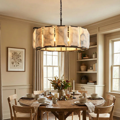 Circular Alabaster Calcite Chandelier
