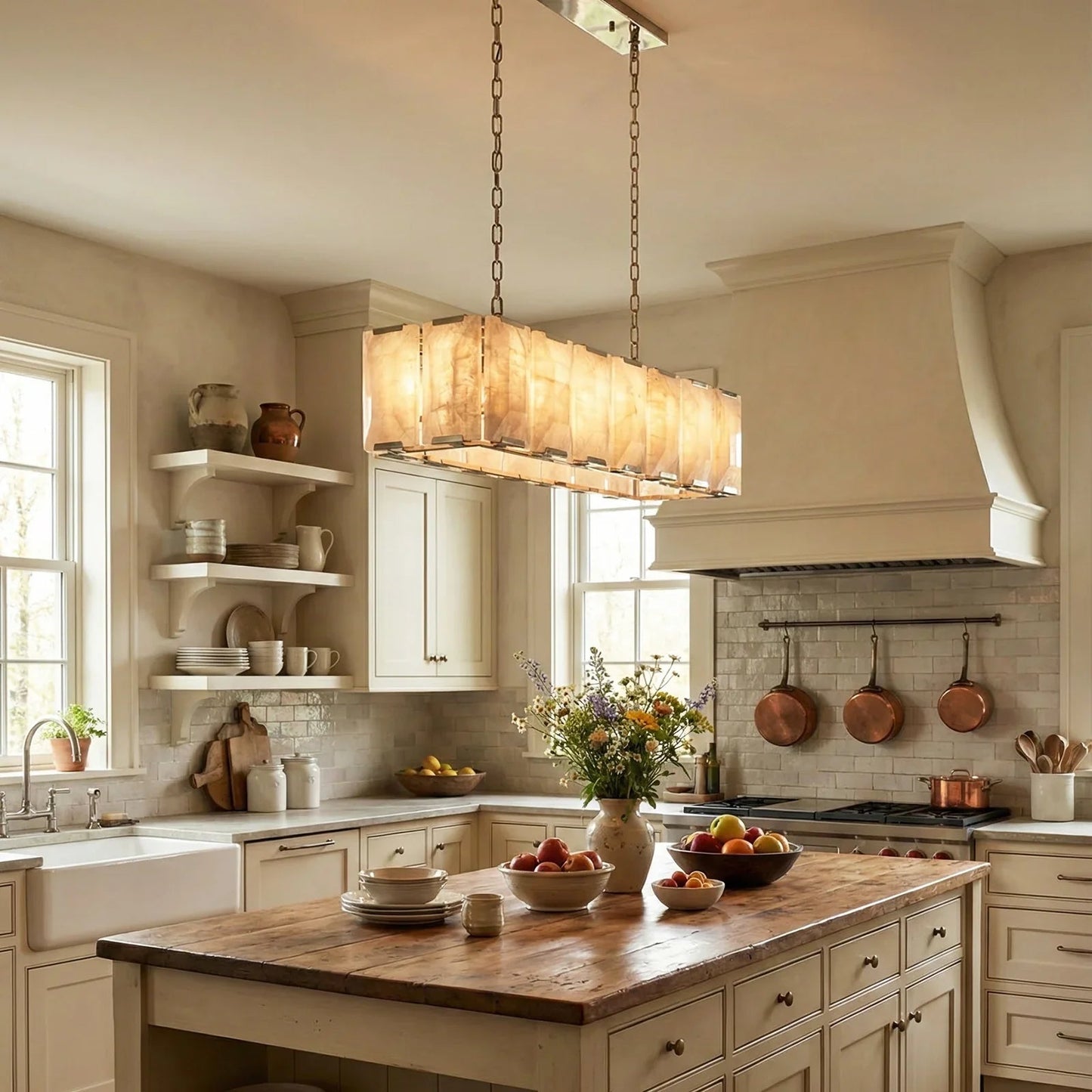 Circular Alabaster Calcite Chandelier