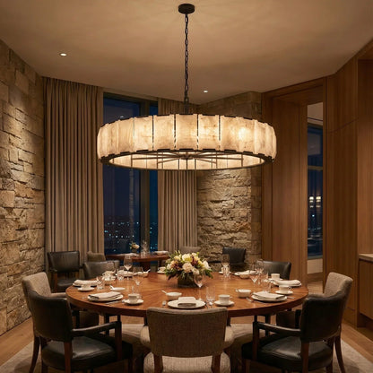 Circular Alabaster Calcite Chandelier
