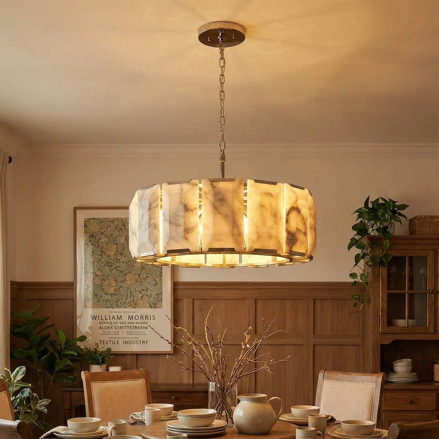 Circular Alabaster Calcite Chandelier