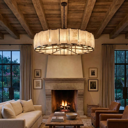 Circular Alabaster Calcite Chandelier