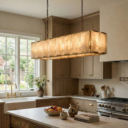 Circular Alabaster Calcite Chandelier