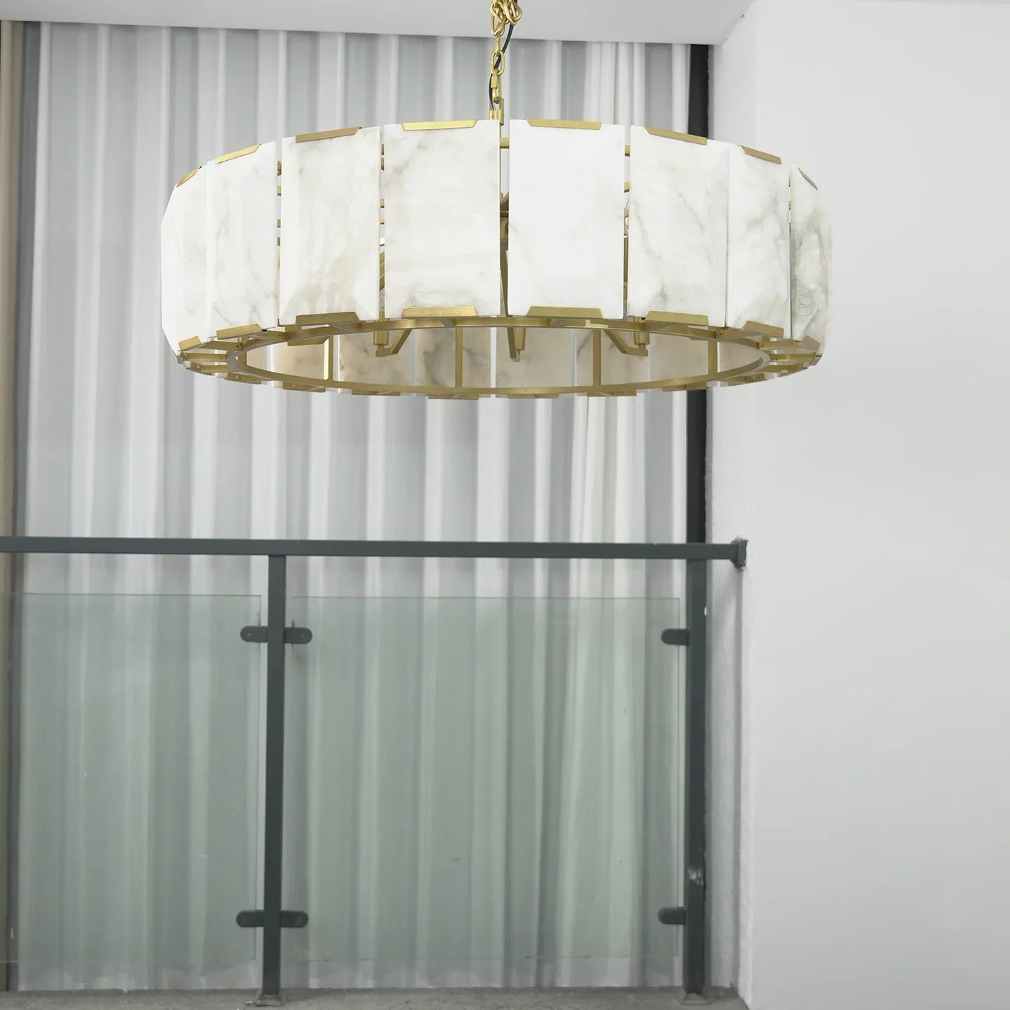 Circular Alabaster Calcite Chandelier