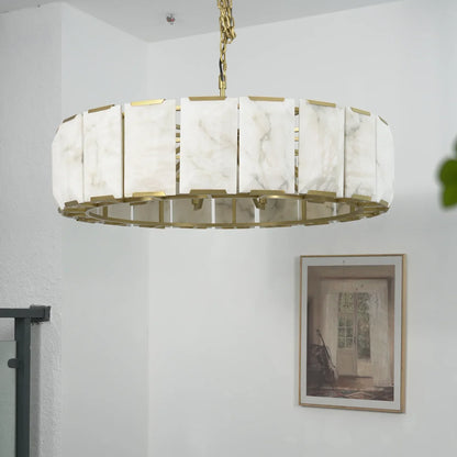 Circular Alabaster Calcite Chandelier