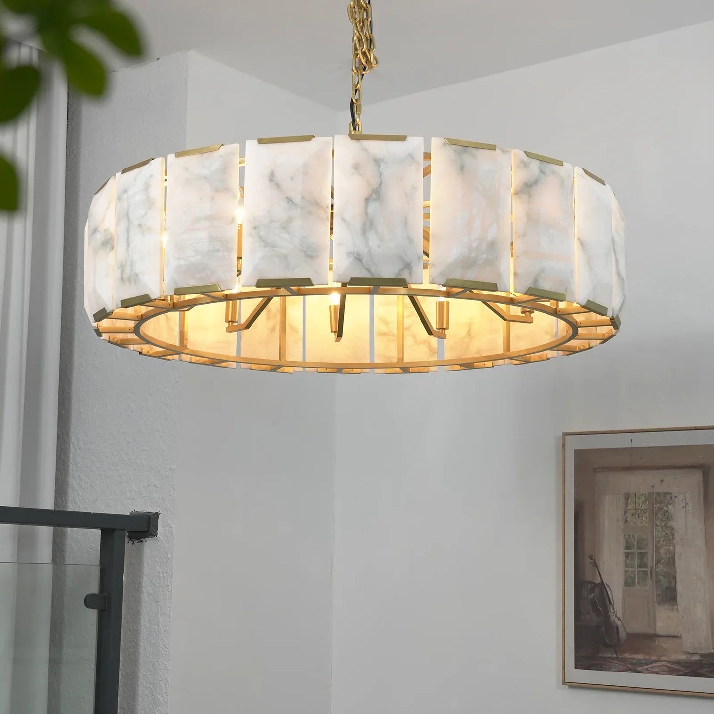 Circular Alabaster Calcite Chandelier