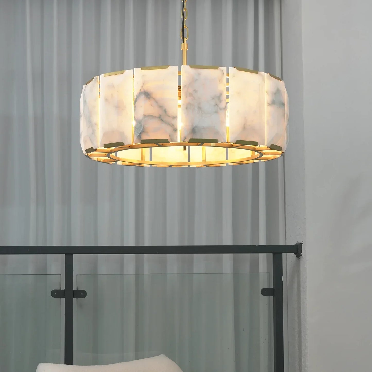 Circular Alabaster Calcite Chandelier