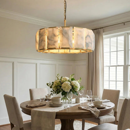 Circular Alabaster Calcite Chandelier