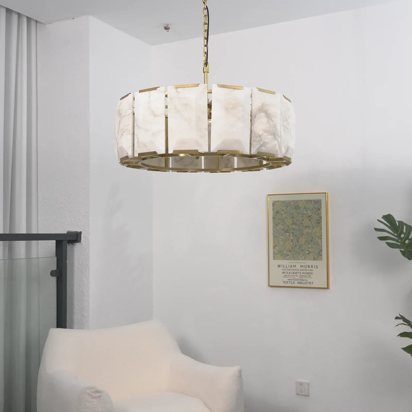 Circular Alabaster Calcite Chandelier