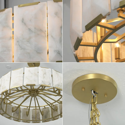 Circular Alabaster Calcite Chandelier