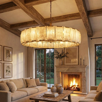 Circular Alabaster Calcite Chandelier