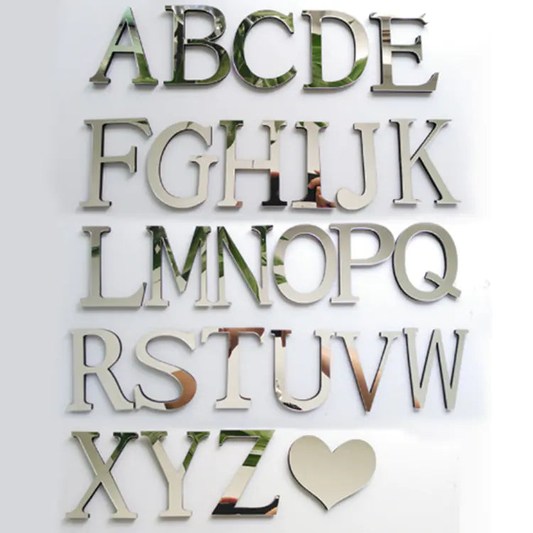 3D Acrylic Mirror Letter Wall Stickers for Decor
