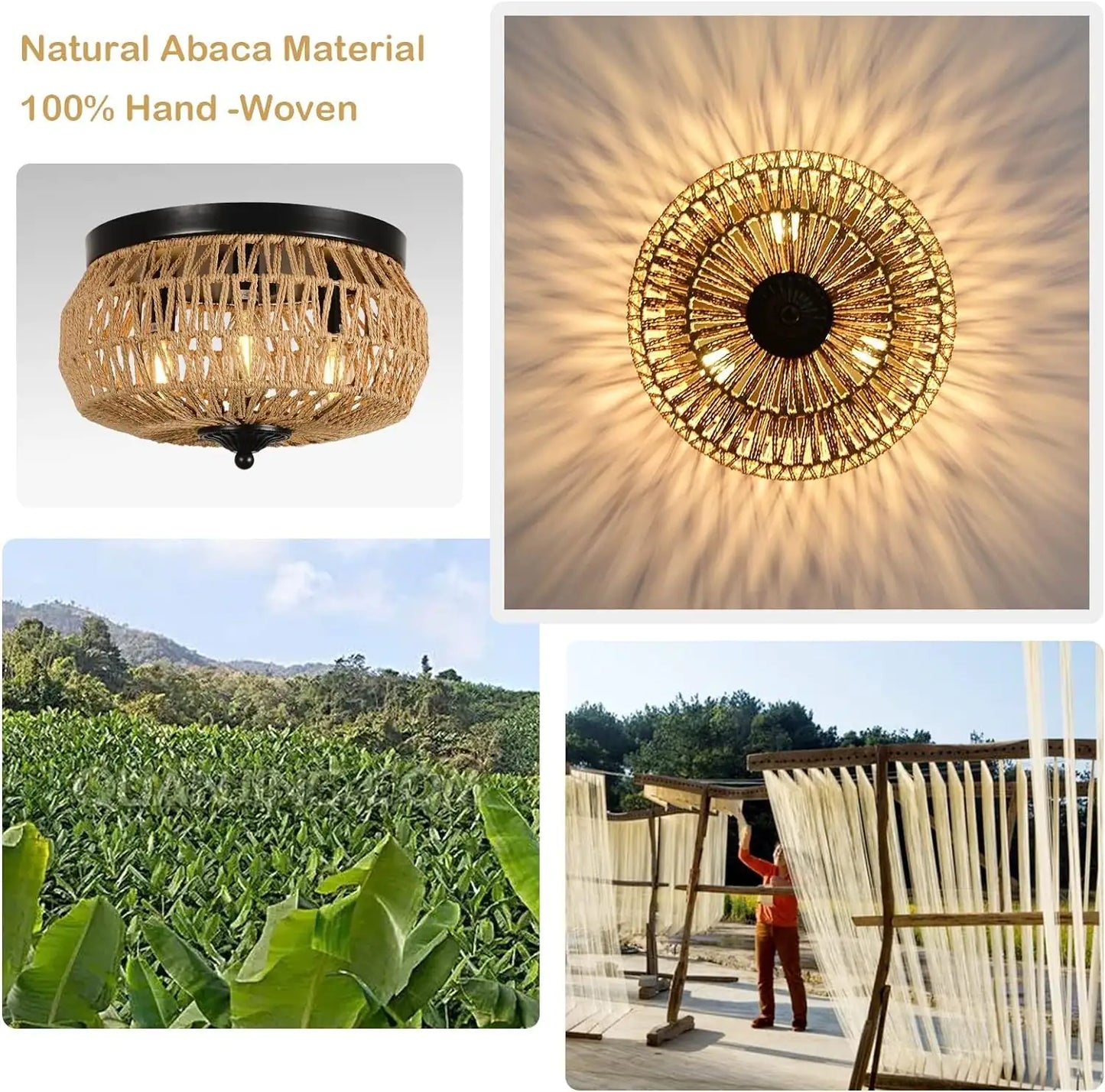 Rattan Trio Recessed Chandelier for Home Decor