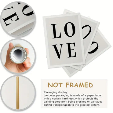3pcs Love Wall Canvas Art for Living Room Decor