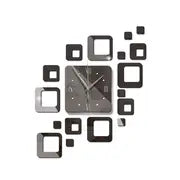 DIY 3D Square Wall Clock with Mirror Stickers