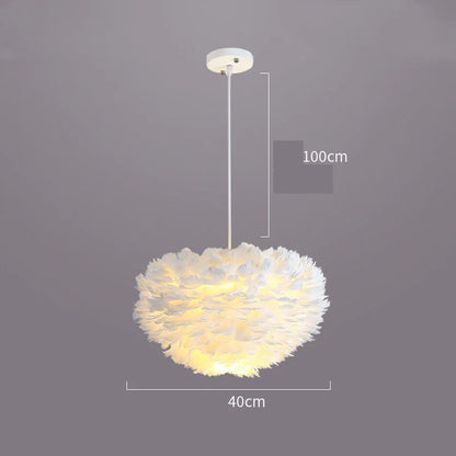 Contemporary Heart Feather Pendant Light