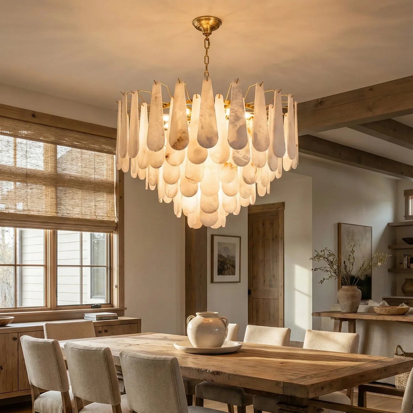 Luxe Alabaster Teardrop Chandelier