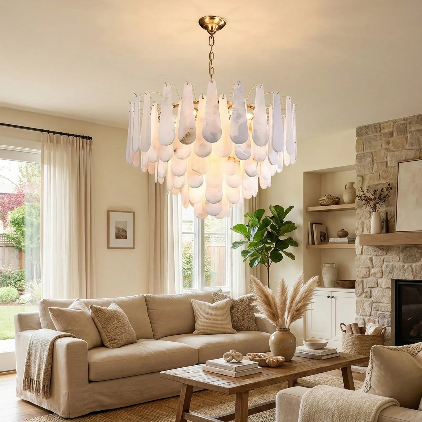 Luxe Alabaster Teardrop Chandelier