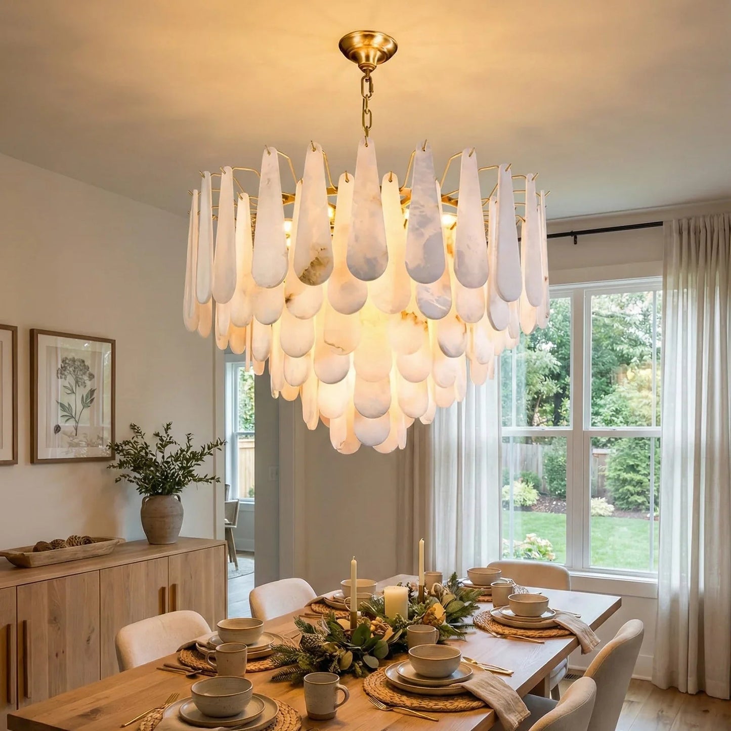Luxe Alabaster Teardrop Chandelier