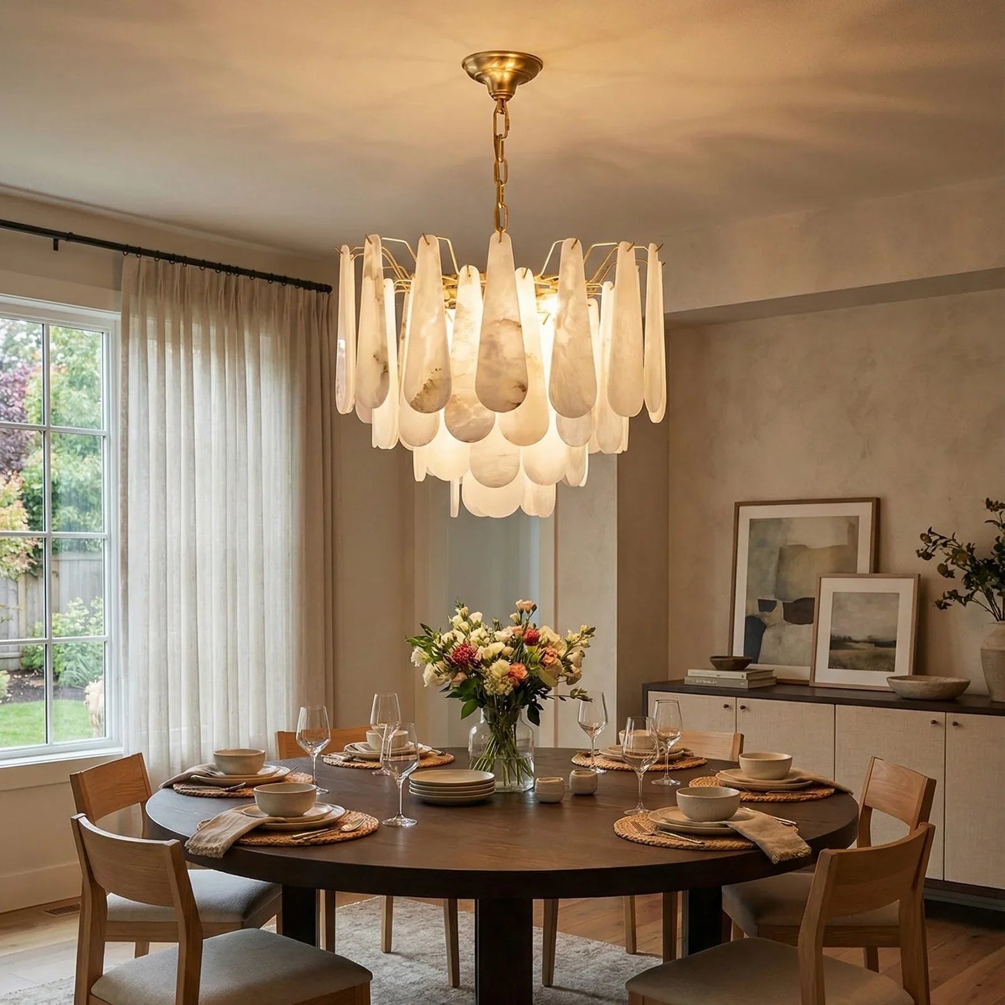 Luxe Alabaster Teardrop Chandelier