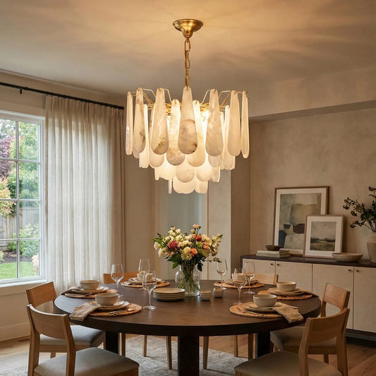 Luxe Alabaster Teardrop Chandelier
