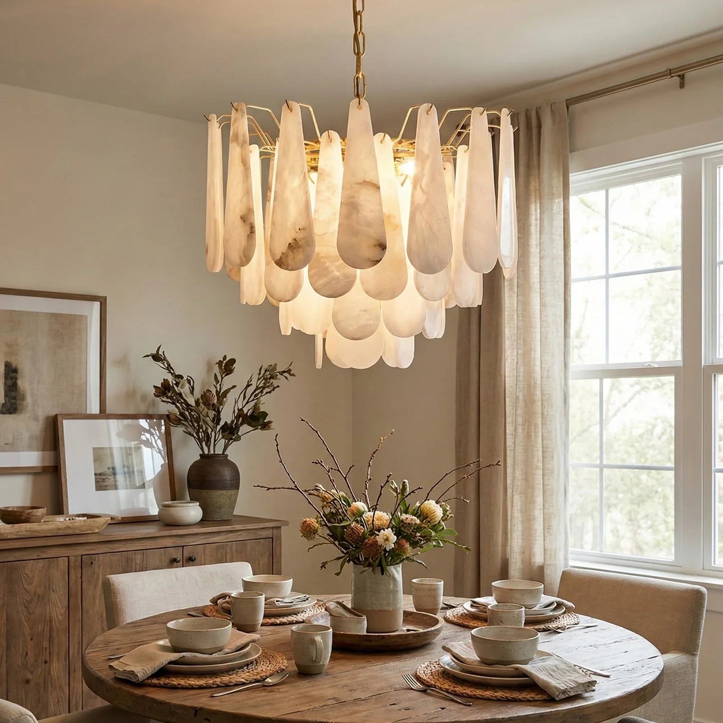 Luxe Alabaster Teardrop Chandelier