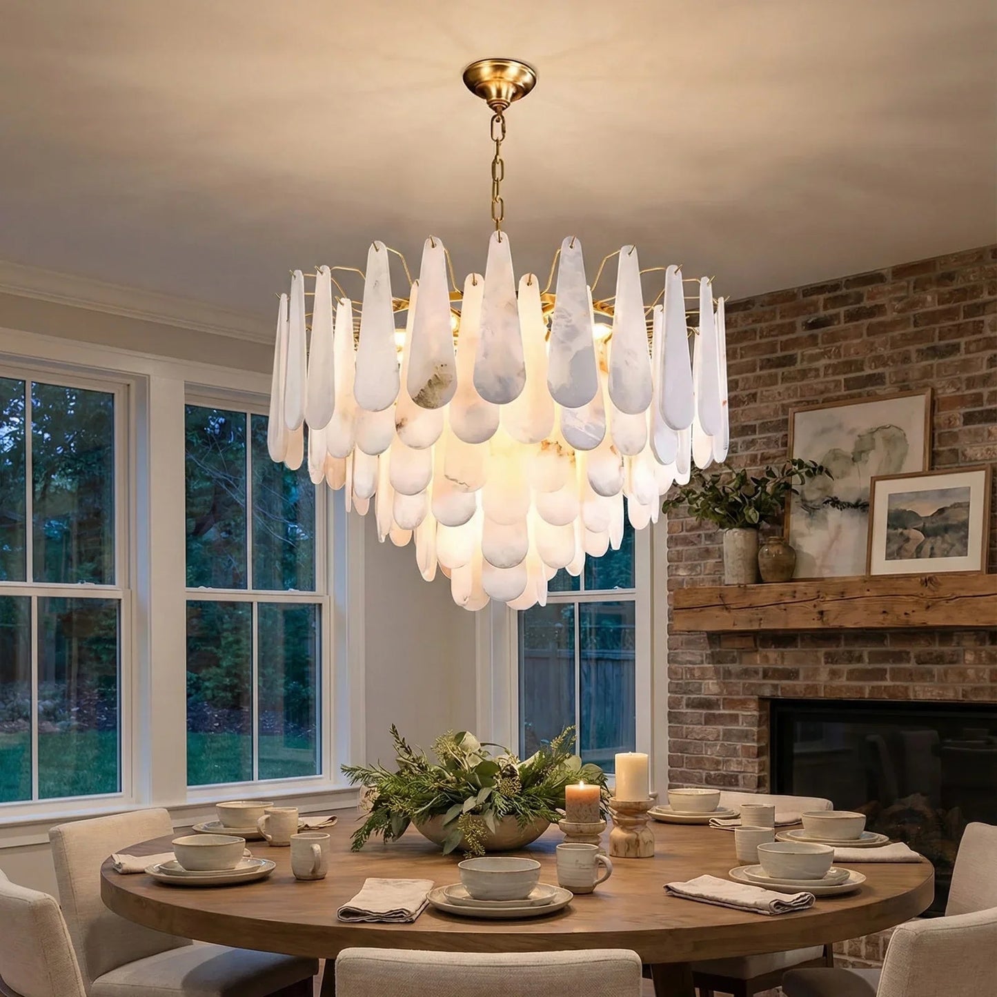 Luxe Alabaster Teardrop Chandelier
