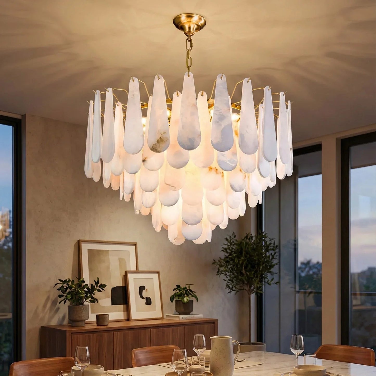Luxe Alabaster Teardrop Chandelier