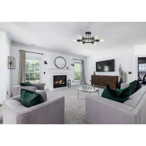 Modern Sputnik 6-Light Chandelier in Black