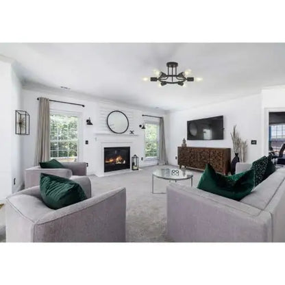 Modern Sputnik 6-Light Chandelier in Black