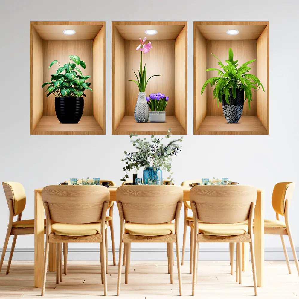 3D Effect Self-Adhesive Plant Wall Art Decor