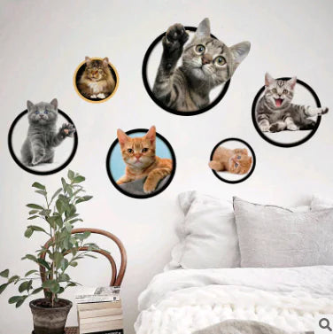 3D Cat Wall Stickers for Kids' Room Decoration
