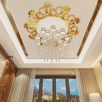 3D Mirror Flower Vine Acrylic Wall Stickers for Decor