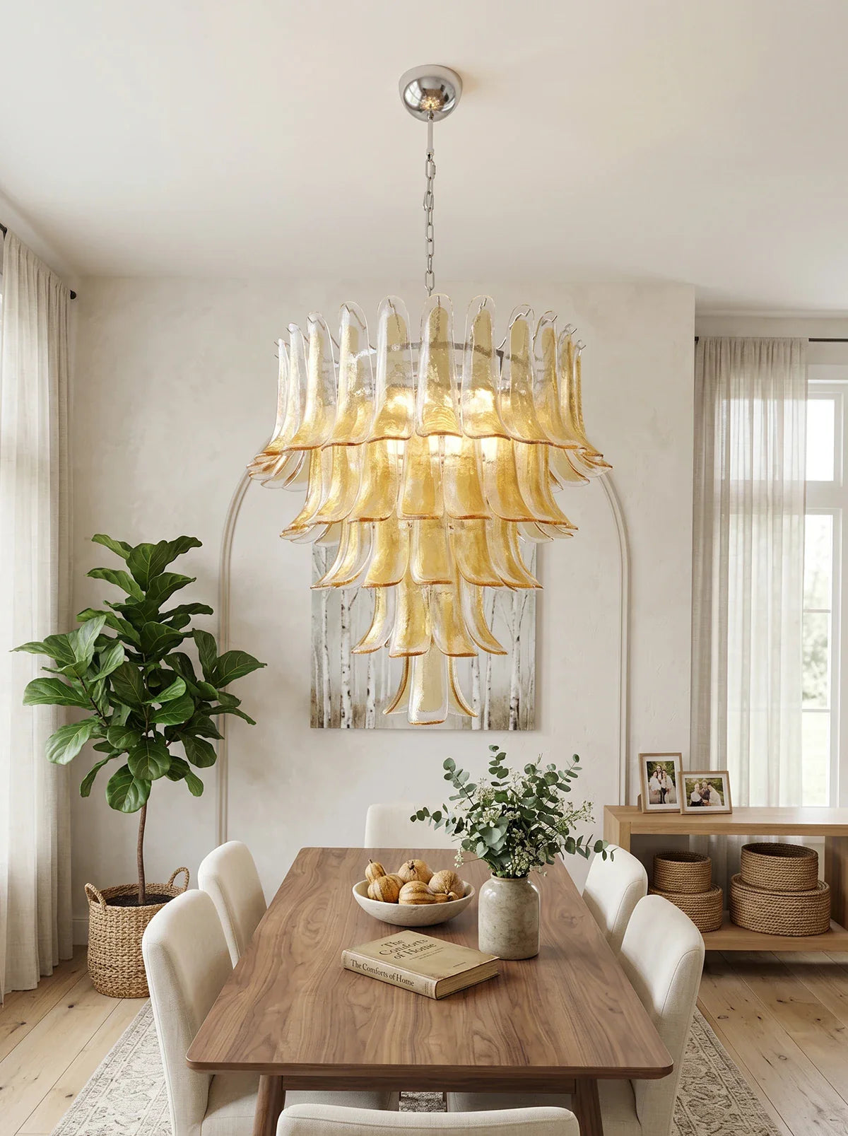 Murano Amber Petal Silhouette Chandelier