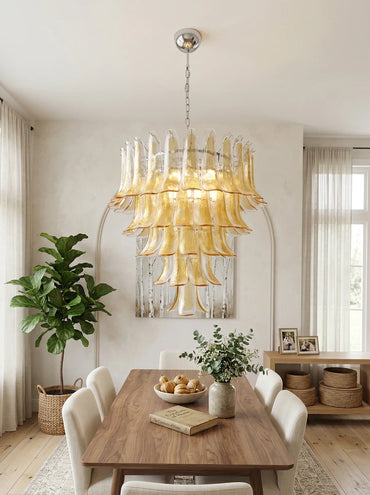 Murano Amber Petal Silhouette Chandelier