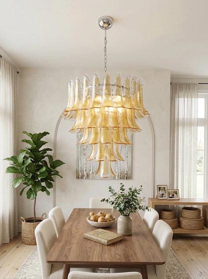 Murano Amber Petal Silhouette Chandelier
