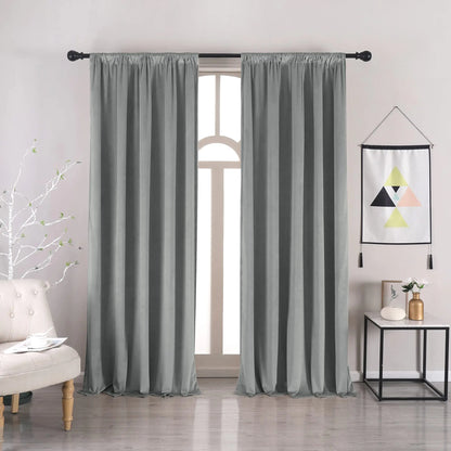 nanbowang Grey Velvet Curtains - 42 Inches Width 63 Inches Long Soft Curtains Rod Pocket Thermal Insulated Curtains Window Treatment for Bedroom 2 Panels