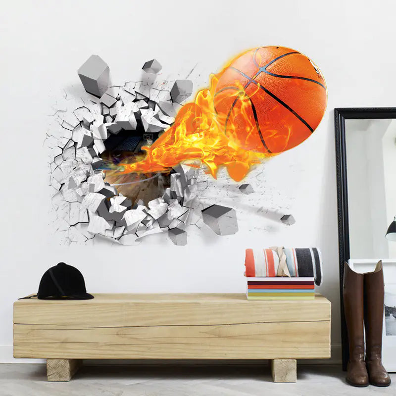 3D Basketball Wall Decals for Kids' Room Decor
