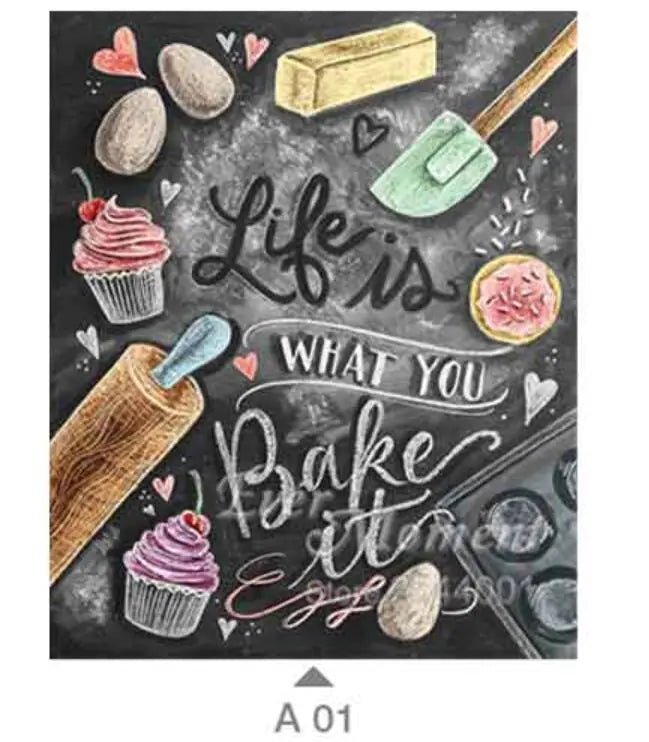 Chalkboard Wall Mural, 5D DIY Diamond Painting Decor
